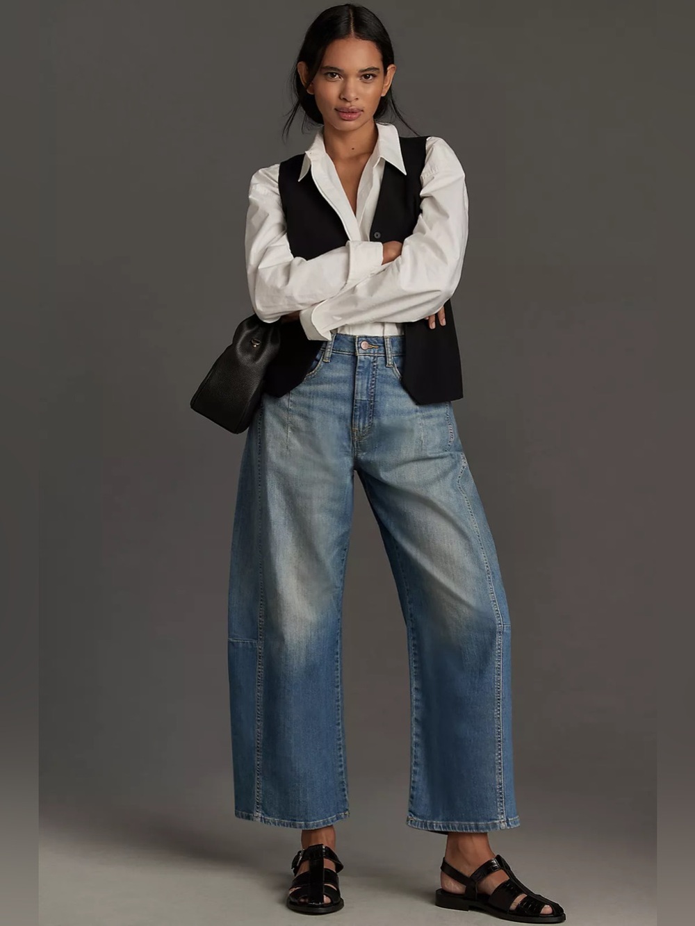 Anthropologie The Kenna Mid-Rise Heritage Barrel Jeans by Pilcro Size 32